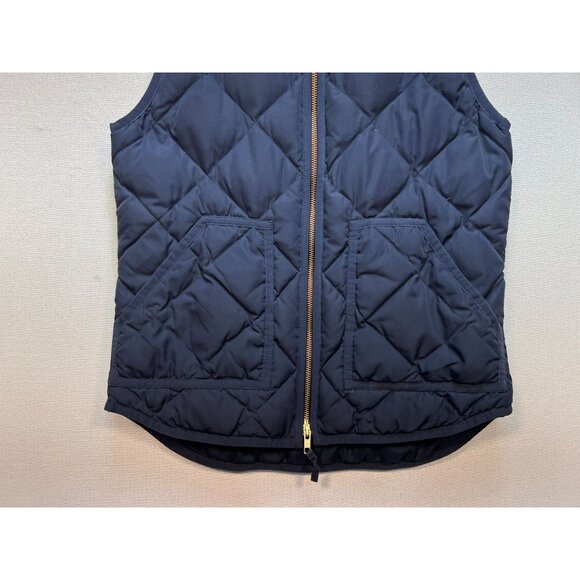 J.Crew Women's Cardigan Quilted Puffer Vest Full Zip Size XS Navy Blue Pockets - Picture 6 of 11